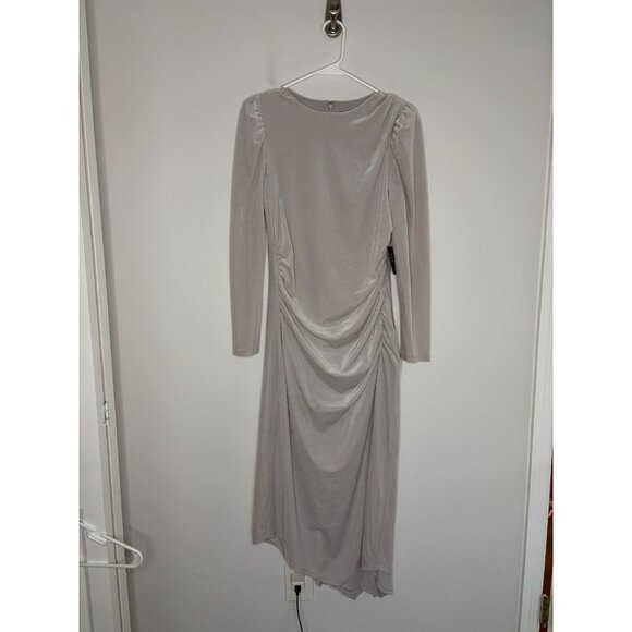 EXPRESS NEW Velour Maxi Dress Womens M Lined Gray Soft Fitted Stretch $98 retail - Picture 1 of 5